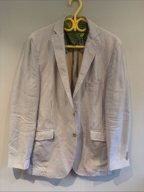 Etro Lightweight Blue and White Seersucker Blazer
